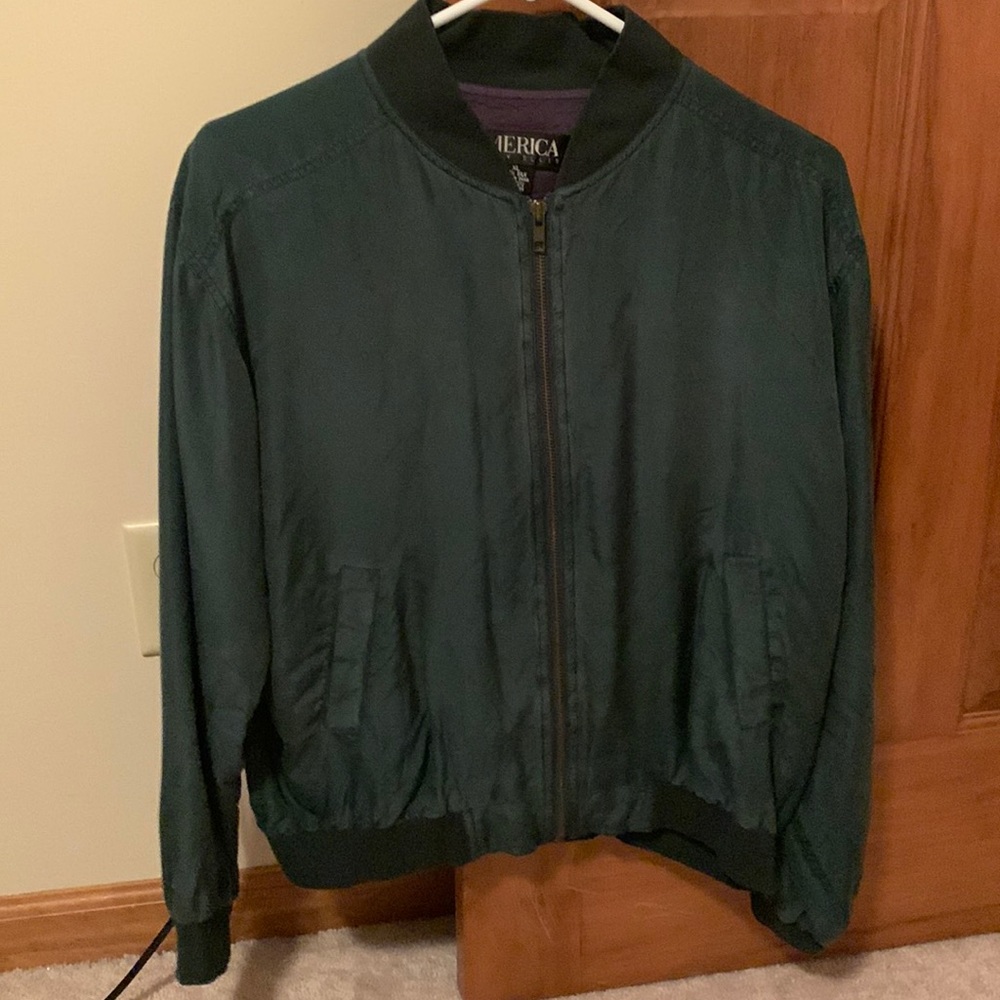 Hunter Green Silk Bomber jacket